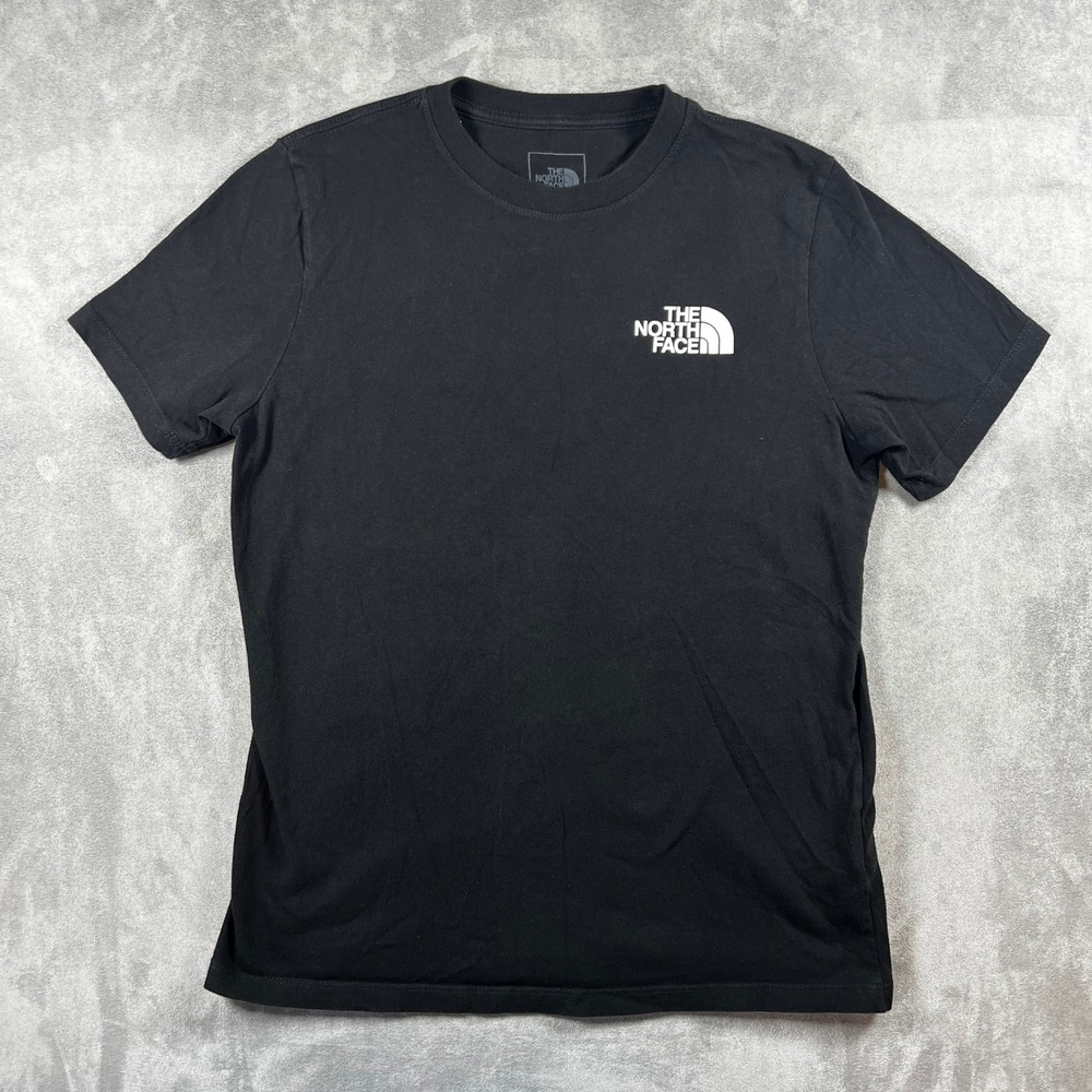 The North Face Womens Small Black Graphic T-Shirt Never Stop Exploring Logo Tee